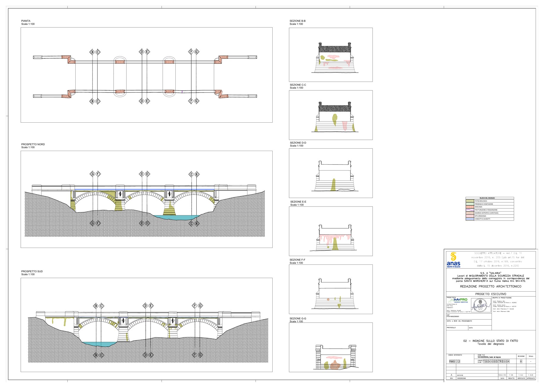Rilievo del degrado e rappresentazione delle superfici del ponte.