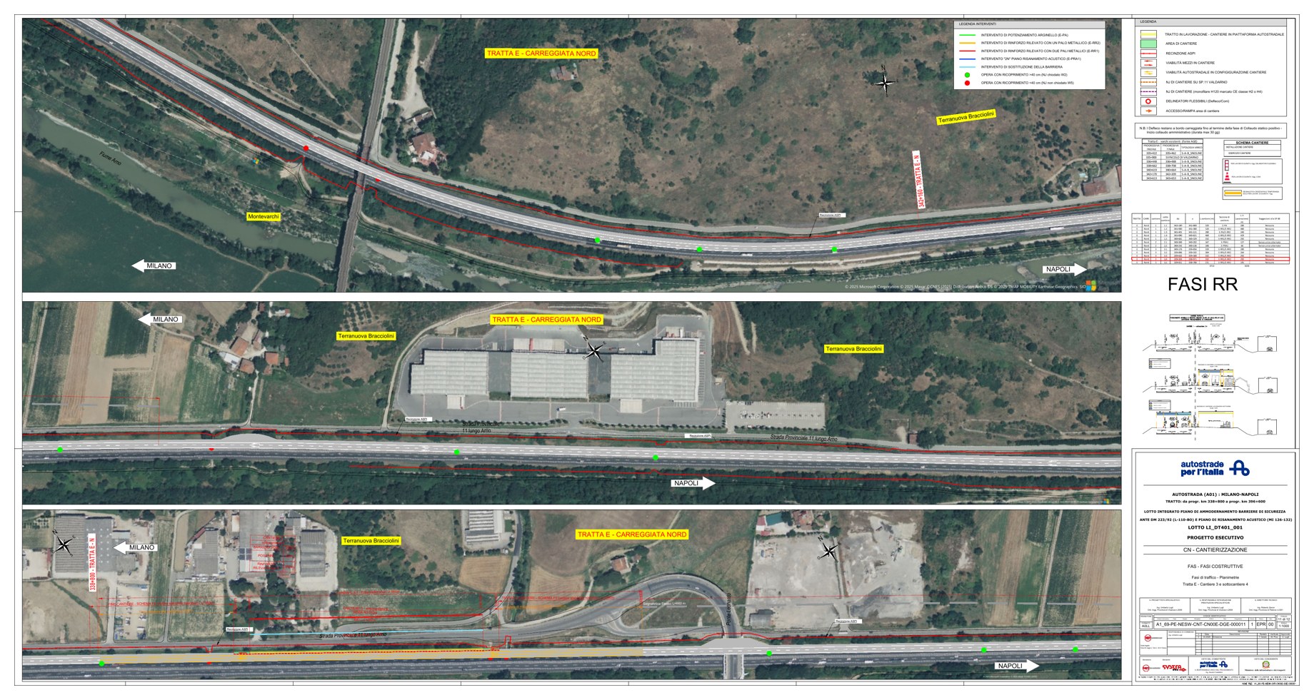 A1 Incisa: fasi di cantiere della tratta E — Tratta E: planimetria della fase RR, elaborato 11.
