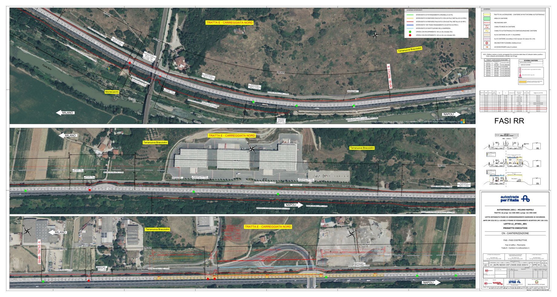 A1 Incisa: fasi di cantiere della tratta E — Tratta E: planimetria della fase RR, elaborato 10.