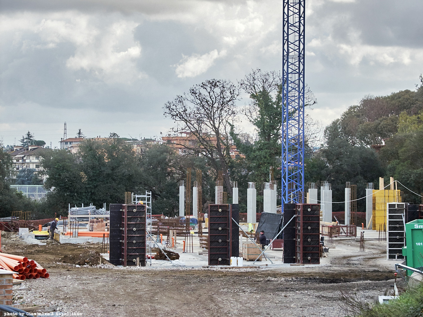 Casalotti, asilo nido: veduta del cantiere e delle strutture in elevazione. Documentazione fotografica ricevuta a marzo 2023.