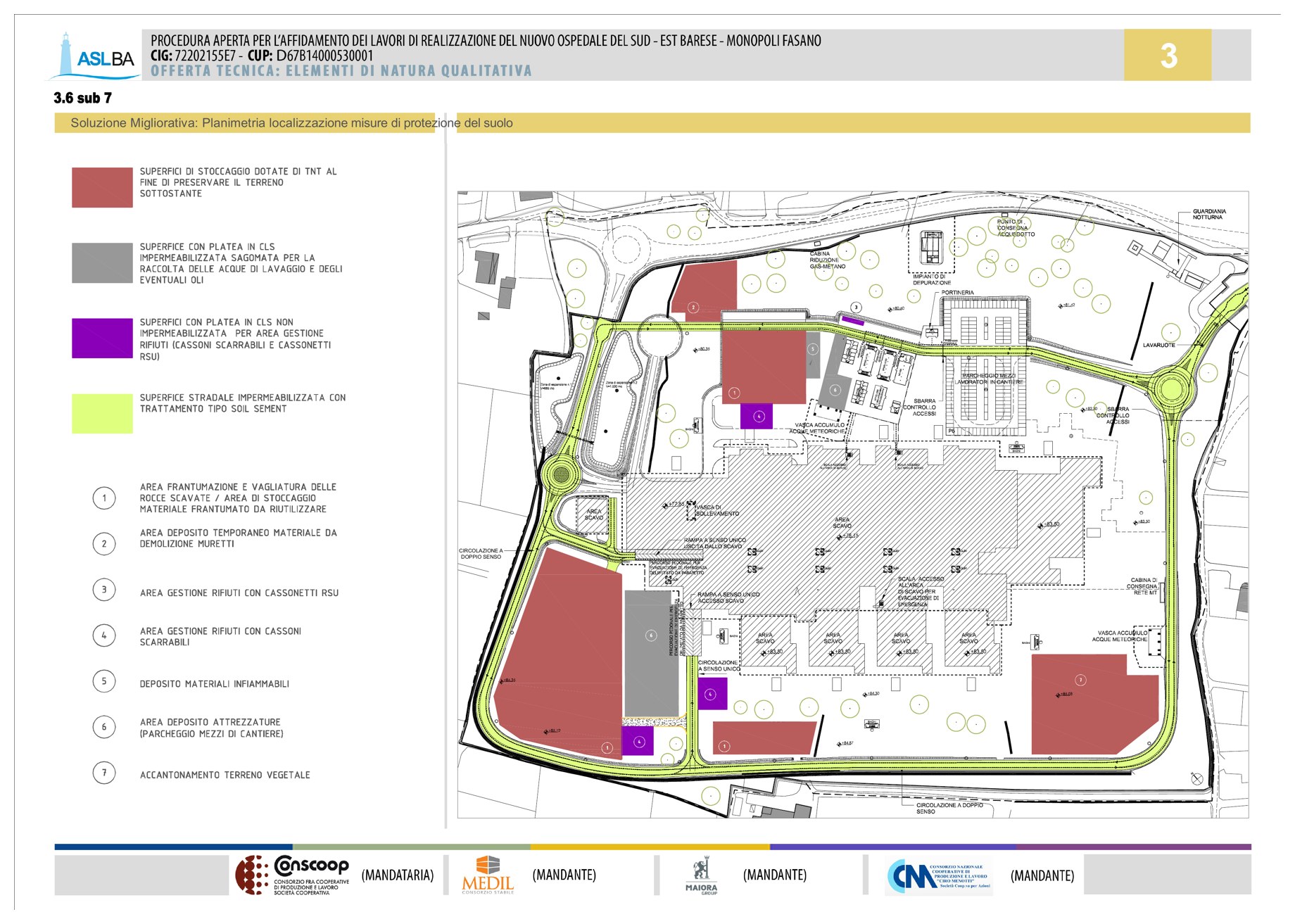 Nuovo ospedale Monopoli–Fasano — Sub-elemento 3.6.7: planimetria delle misure proposte per la protezione del suolo, ottobre 2017.